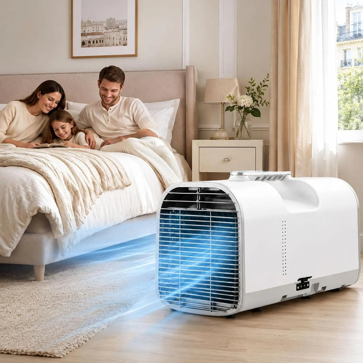 Condizionatore, 1500 W, portatile, professionale, unità di Climatizzazione 4 in 1 per Campeggio, 4 modalità 1500W, Ufficio - Autoevaporante