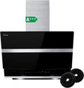 Cappa aspirante HERMES6005S, 60 cm, cappa da cucina, inclinata, nero, nero argento