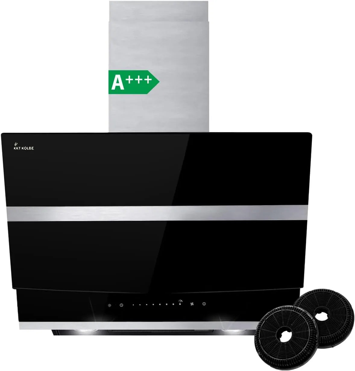 Cappa aspirante HERMES6005S, 60 cm, cappa da cucina, inclinata, nero, nero argento