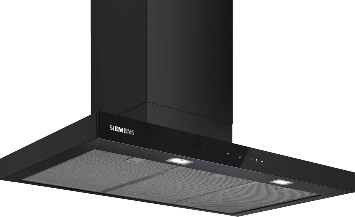 Siemens iQ500 LC97BDN60 Cappa aspirante, 90 cm, cappa da cucina, montaggio a parete, nero, Siemens - Cappa aspirante decorativa da parete, nero opaco