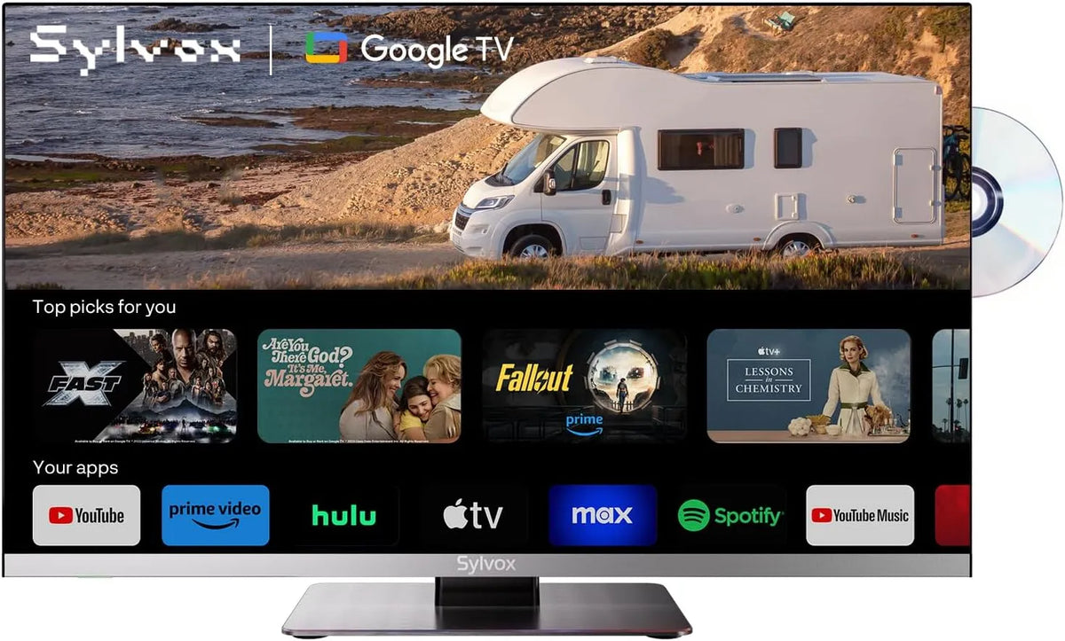 Google 1080P Smart TV, 22 pollici, 12 V, televisore, Lettore DVD Integrato, 55cm, SYLVOX 22', Google 12V TV