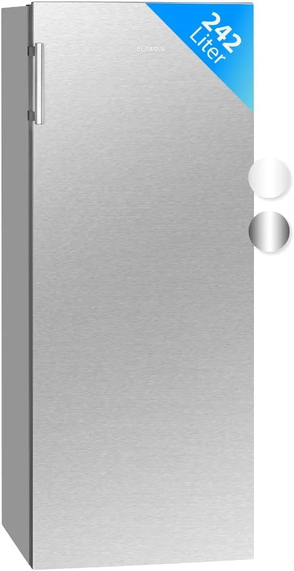 Bomann VS7316-1-inox Frigorifero, 242 L, 2 zone di temperatura, acciaio inox, 5 clayettes en verre, Éclairage intérieur à DEL, Contrôle de la