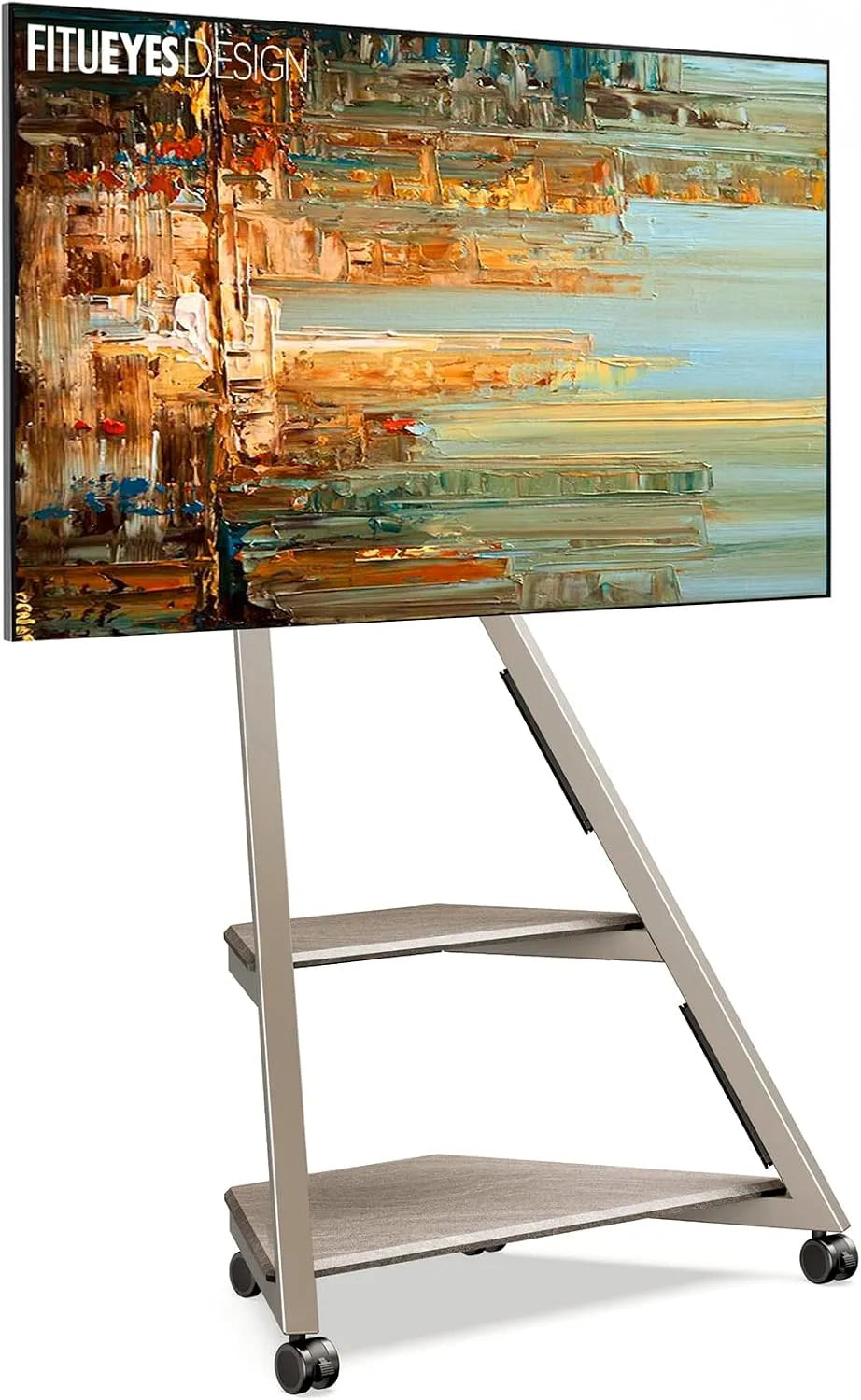 Smart TV, 65 pollici, televisore, Artistico Eiffel 32-65', FITUEYES Supporto TV Pavimento con 2 Ripiani