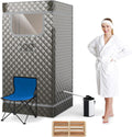 Sauna a vapore portatile – pieghevole, con telecomando, design portatile, 91 x 91 x 183 cm, 3 L, 1000W, grigio, HOMASIS
