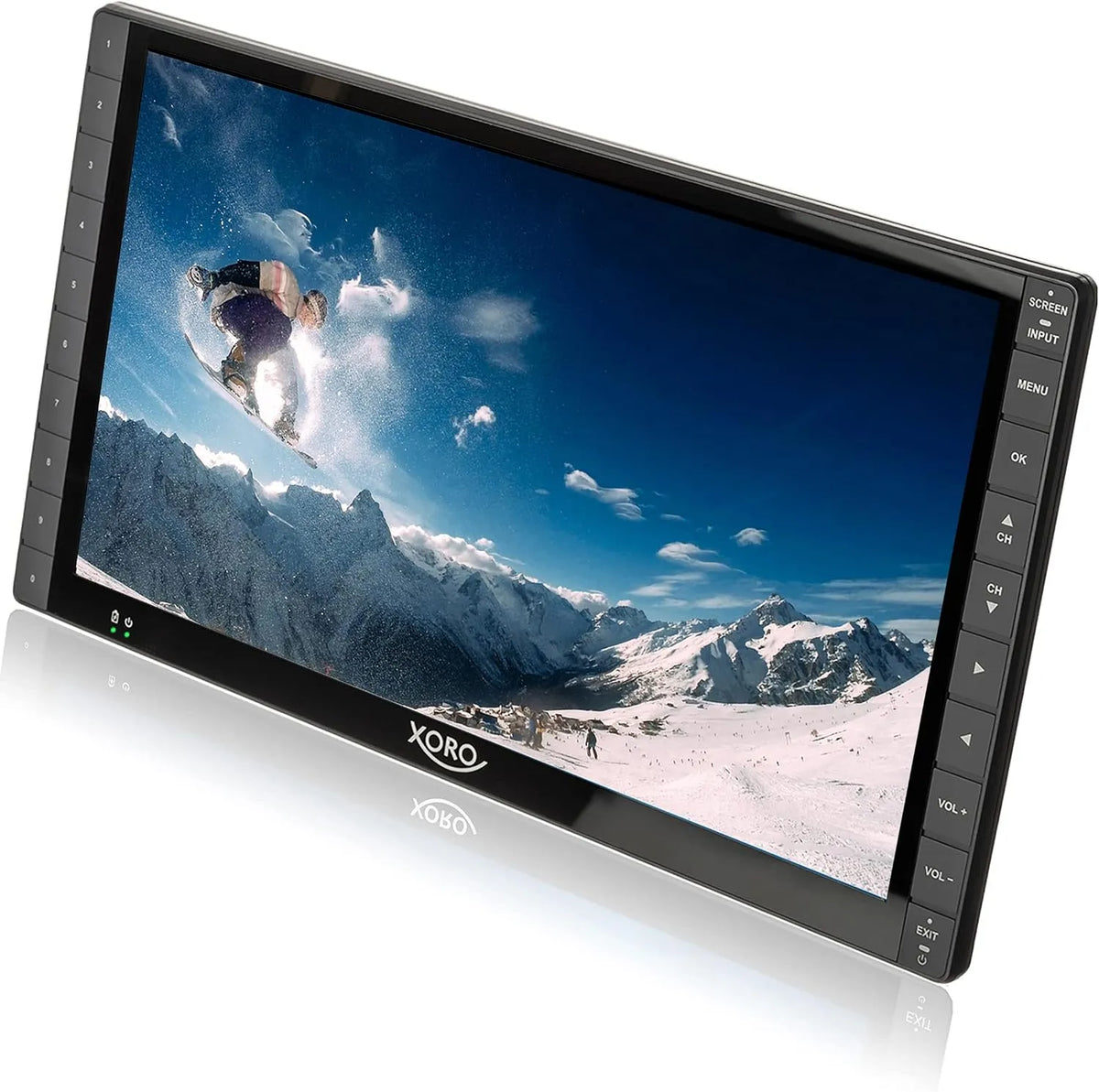 Smart TV, 14 pollici, televisore, HDMI, USB, portatile, Full HD, XORO PTL 1400 V2, con batteria integrata, cavo di ricarica per auto, antenna inclusa