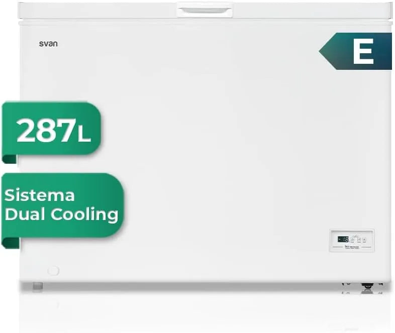 modello SCH3001EDC, Svan Congelador horizontal Blanco SCH3001EDC. Capacidad 287 Litros, 1 Cesta, Dual Cooling, Bajo nivel Sonoro, Eficiencia, Clase de
