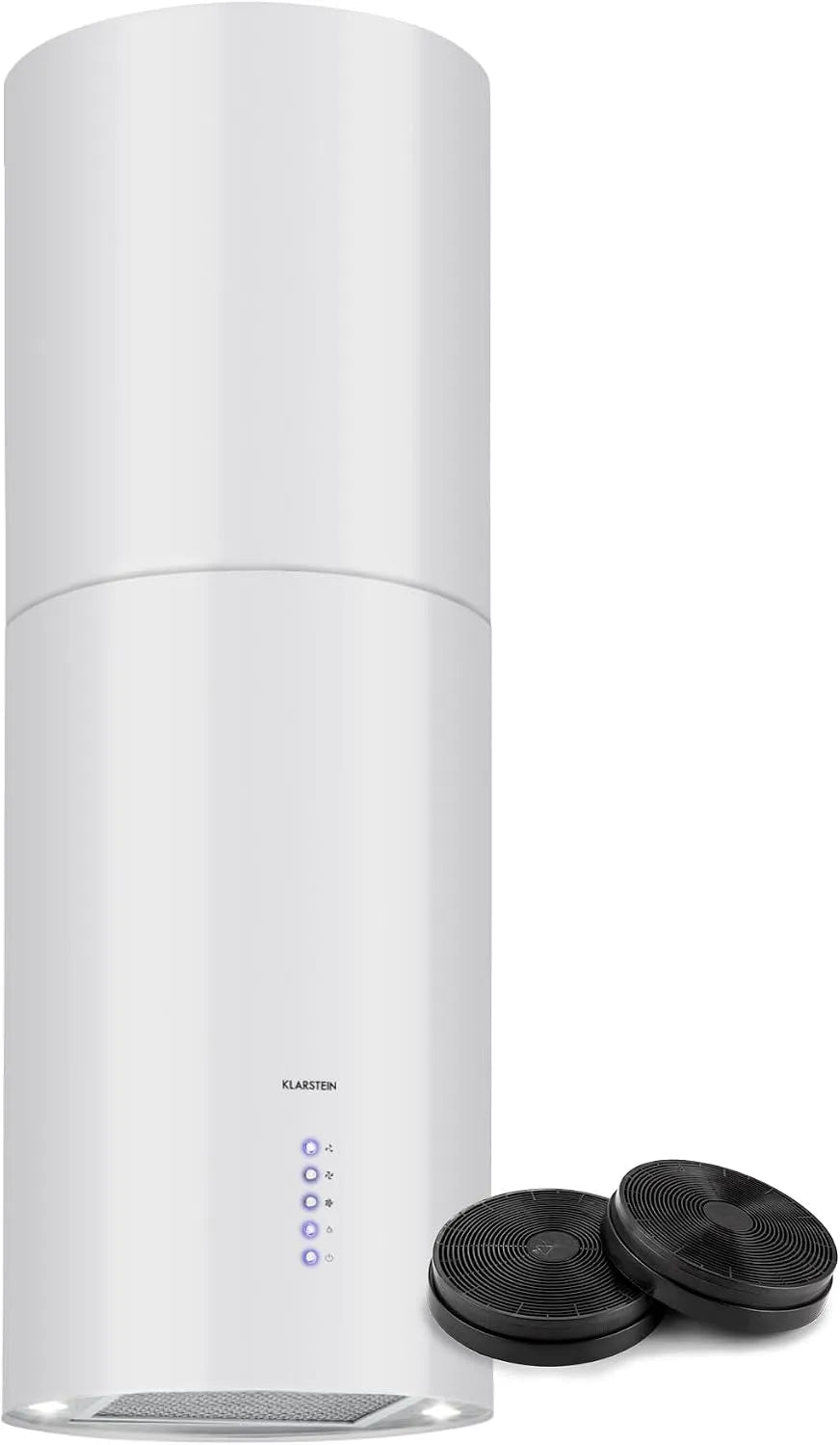 Klarstein Cappa aspirante, 650 m3/h, cappa da cucina, timer, bianco, Flusso d'Aria di 650m3, Cappa per Isola Cucina con 3 Modalità e Design Candelabro