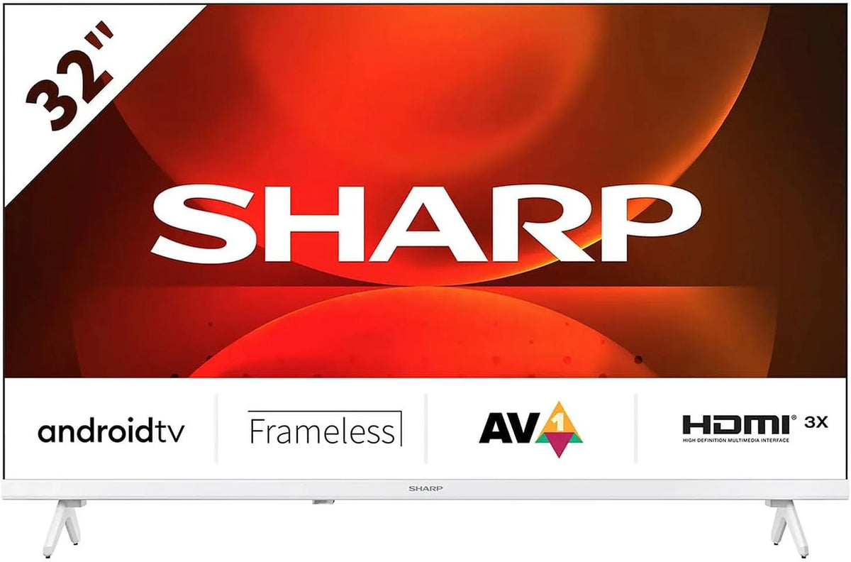 Sharp 32FH2EA Smart TV, 32 pollici, televisore, Android OS, bianco, AUDIO DOLBY DIGITAL+, DTS HD, 5905683270304, IT', WHITE, FRAMELESS, CHROMECAST