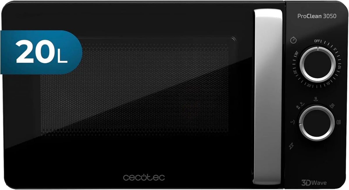 Cecotec Ready2Clean Forno a microonde, 20 L, 700 W, timer, scongelamento, nero, timer 30 min, 6 livelli operativi, Cecotec Forno a Microonde ProClean