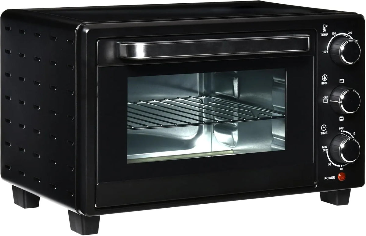 Forno elettrico, 46x38.5x29cm, 21 L, 1400 W, timer, compatto, 2 zone di temperatura, nero, 3 Modalità di Cottura e Accessori Inclusi, HOMCOM Fornetto