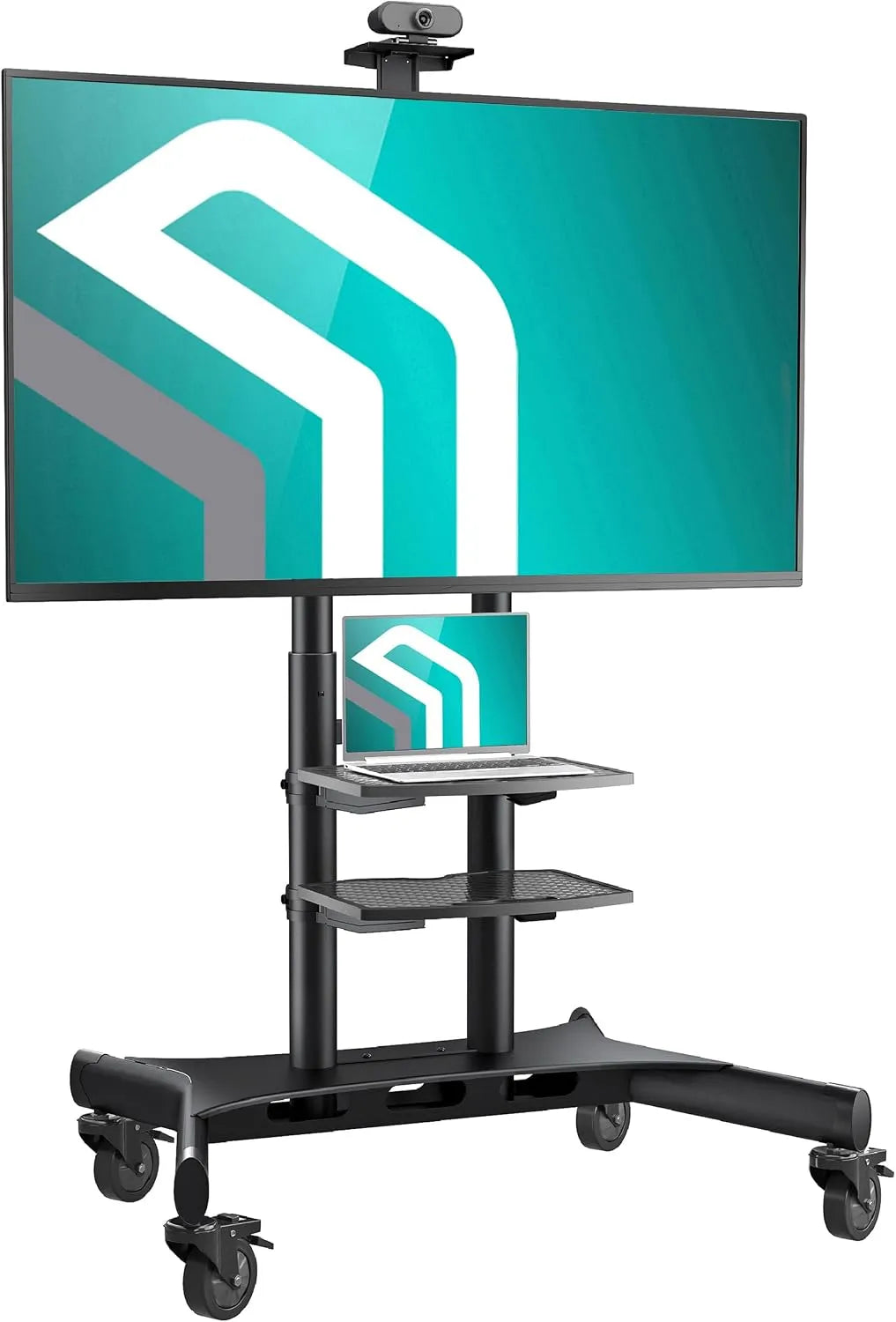 Smart TV TS1881-B, 86 pollici, 800x500 mm, 200 × 200, televisore, ruote di trasporto, nero, Carico Totale fino a 105, 9 kg, ONKRON Supporto TV da