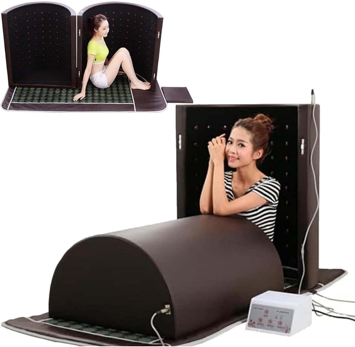 Sauna a vapore portatile: funzione riscaldante, infrarossi lontani, con riscaldamento, design portatile, marrone