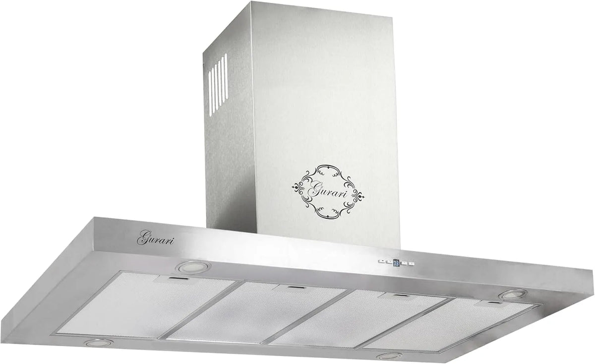Cappa aspirante, 120 cm, cappa da cucina, acciaio inox, GURARI Cappa a Isola 120 cm in Acciaio Inox GCH I 431 120 IS PRIME