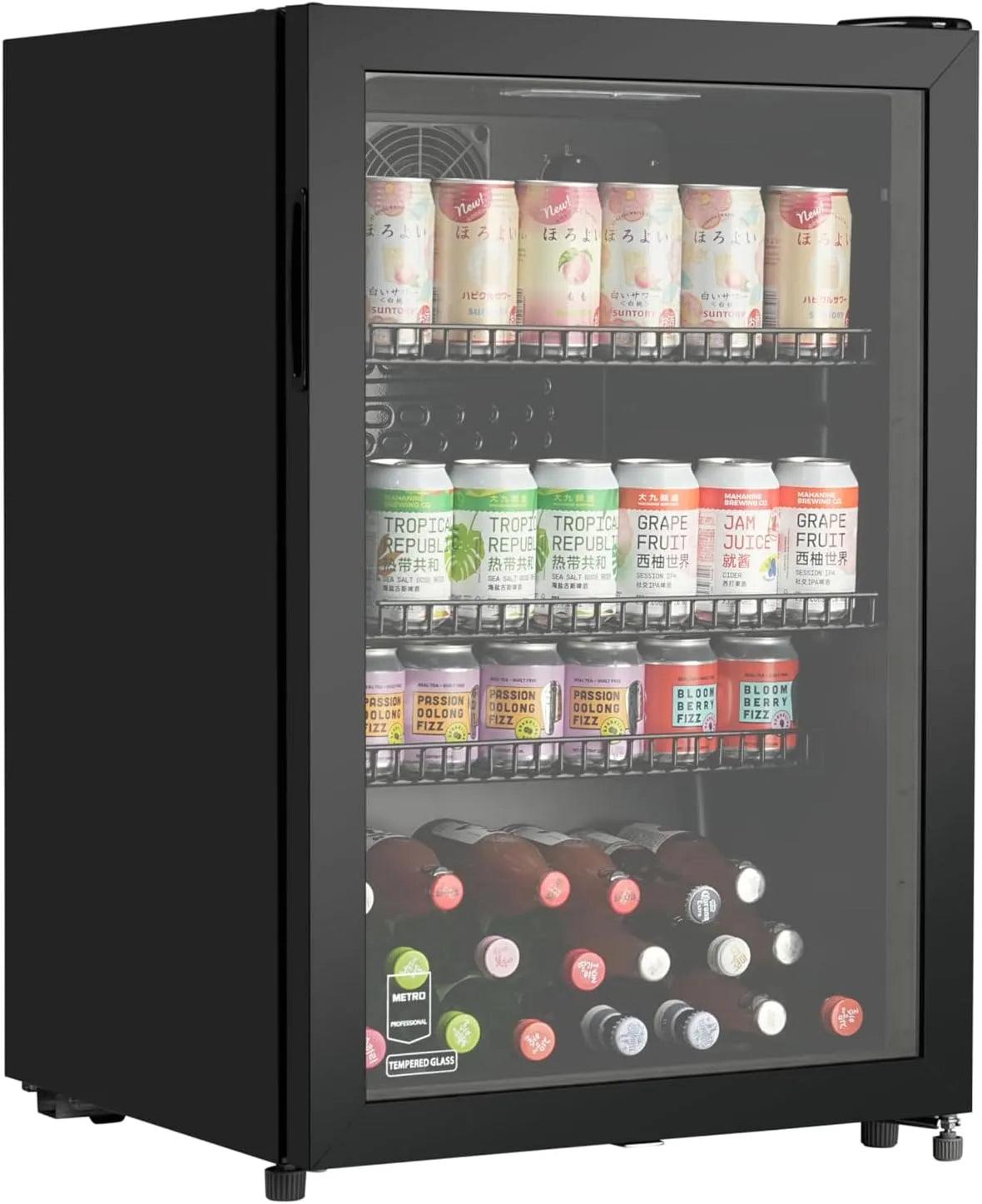 Frigorifero GSC2125B 220-240V, 118 L, 240 V, vetro, nero, 3 Ripiani Regolabili, Bar, Gastronomia, METRO Professional Mini Frigo per Bevande GSC2125B