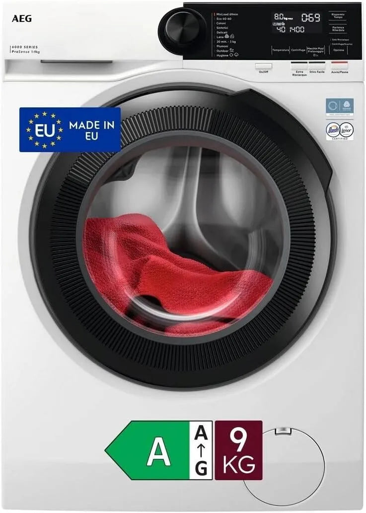 AEG Serie 6000 LR6FE94 Lavatrice, 9 kg, AEG LR6FE94 Lavatrice Carica Frontale 9 kg ProSense Serie 6000