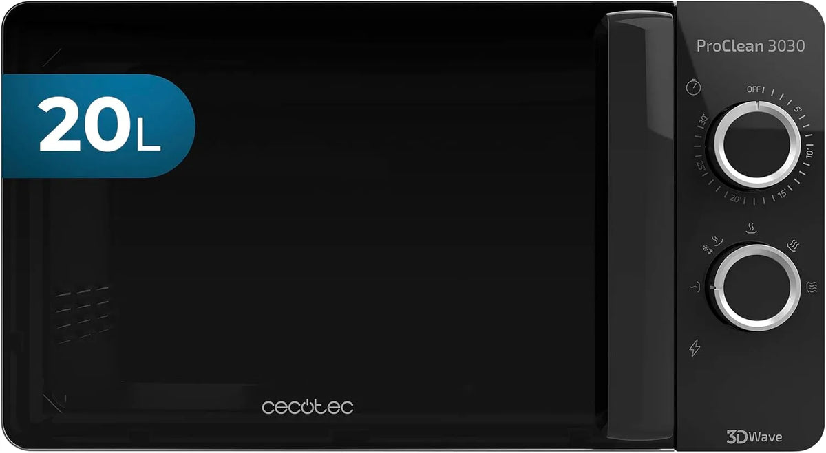 Cecotec Ready2Clean Forno a microonde, 20 L, 700 W, timer, scongelamento, nero, Timer 30 min, 6 livelli di funzionamento, Rivestimento Ready2Clean