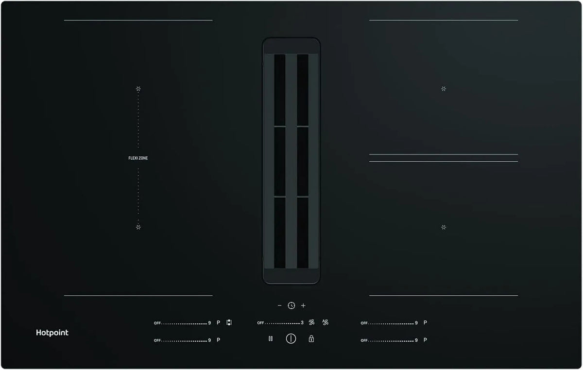 Piano cottura a induzione, 82 cm, piastra a induzione, Hotpoint TVH80FB01, da incasso, nero