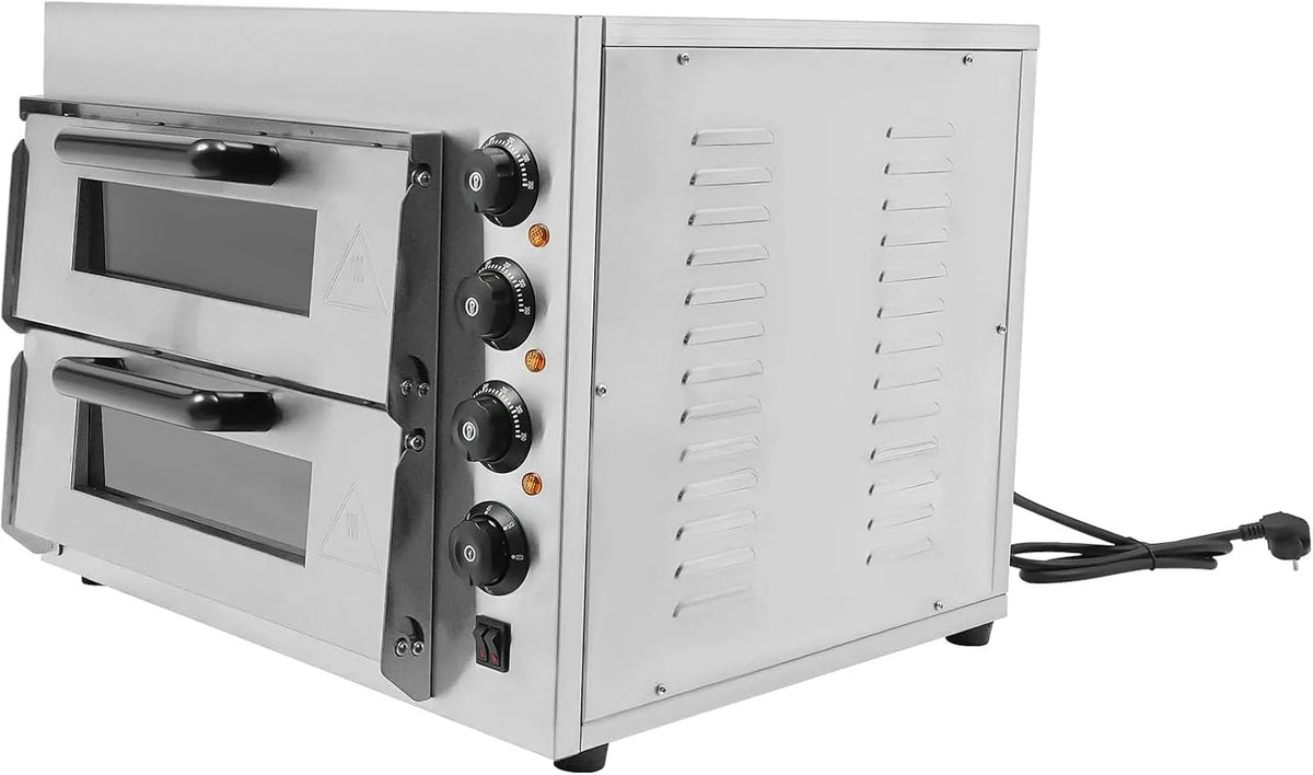 Forno elettrico per pizza, 14 pollici, 3000 W, 50 a 350 °C, gastronomia e casa, Forno per pizza doppio, forno da tavolo