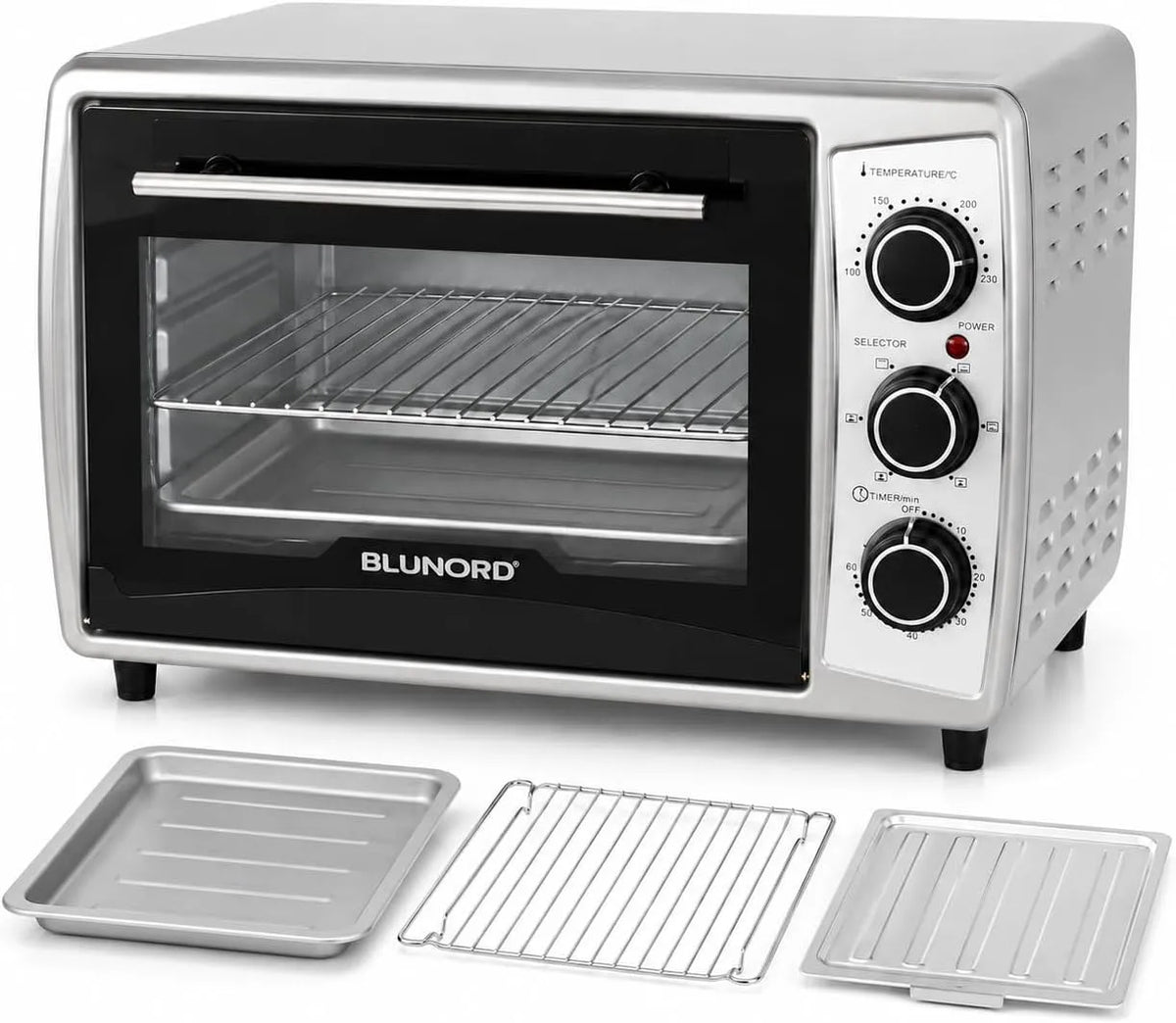 Forno elettrico F19, 19 L, 1380/800 W, 100 a 230 °C, timer, grill, nero, Timer 60 Min, Termostato 100-230 °C, Doppio Vetro, Leccarda, Griglia e