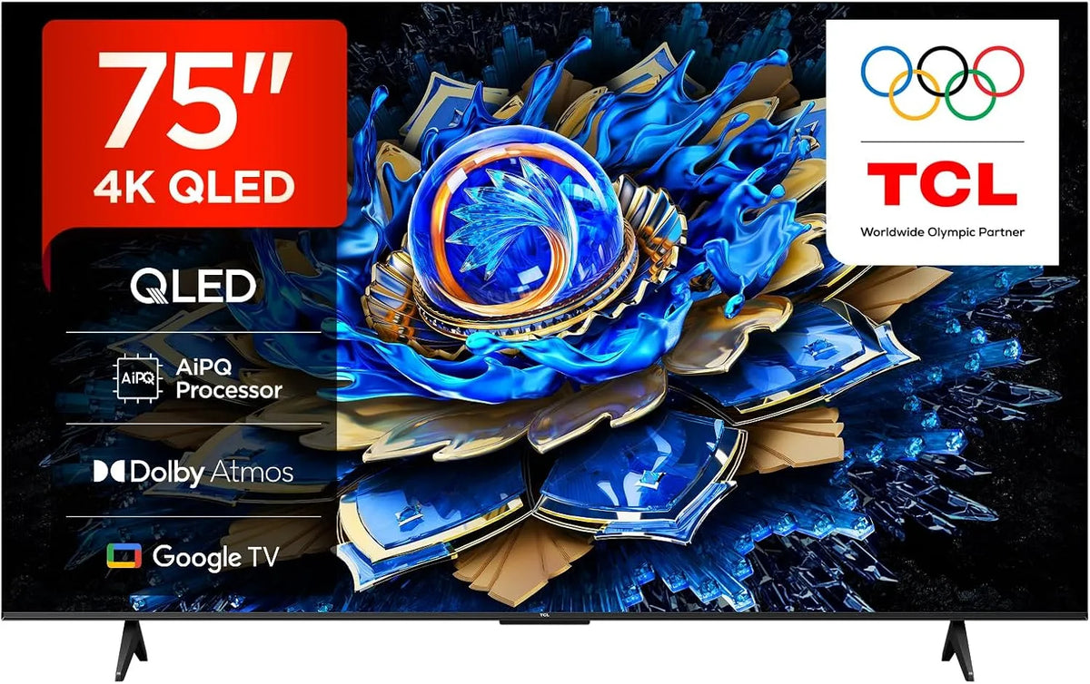 Google 75T69C Smart TV, 75 pollici, televisore, 4K UHD, QLED, HDR, audio Dolby, TCL, Google TV con Dolby Atmos