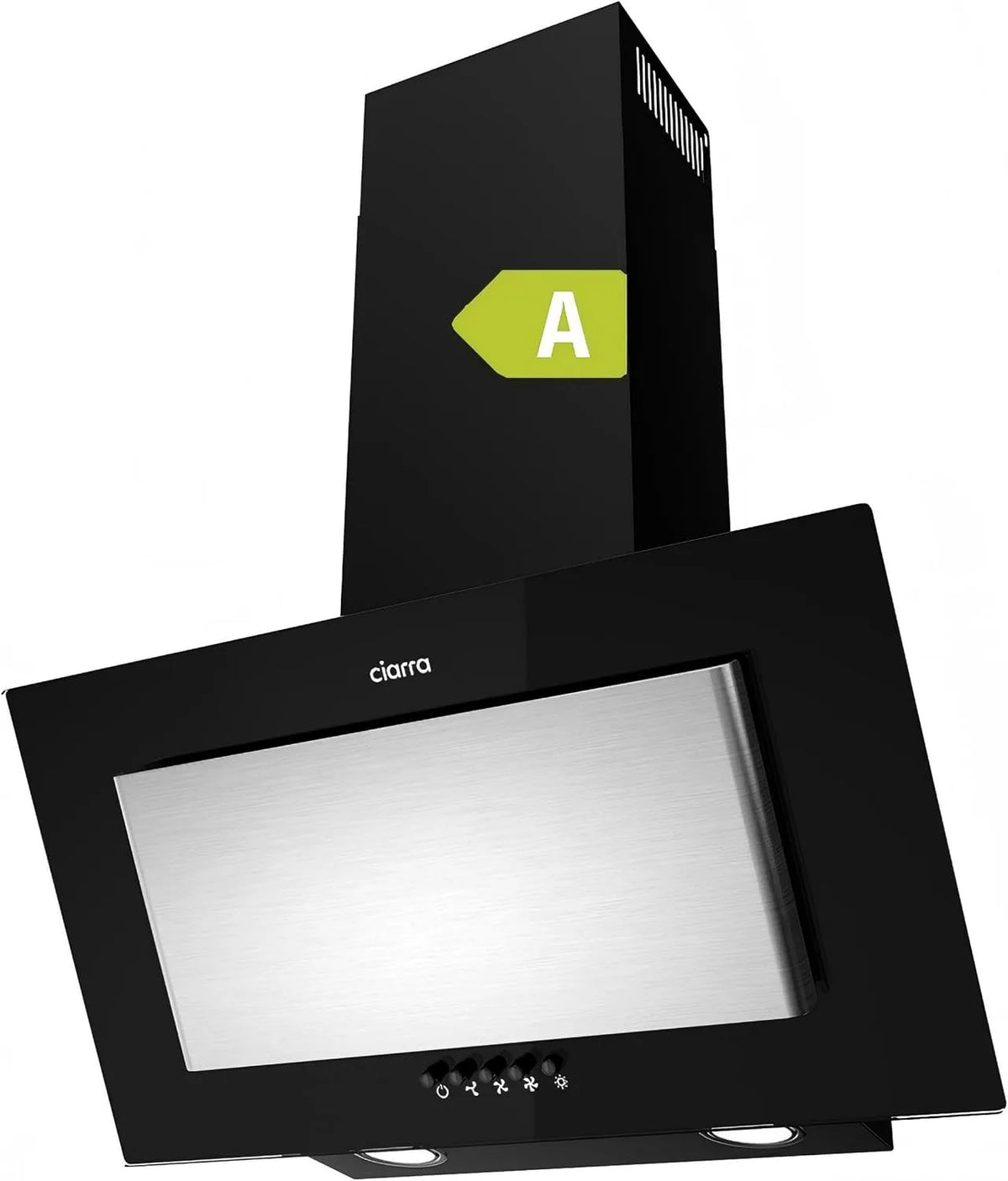 CIARRA CBCB6736D Cappa aspirante, 60cm, classe energetica A, cappa da cucina, scarico e ricircolo, 3 velocità, esterno, montaggio a parete, Luce LED