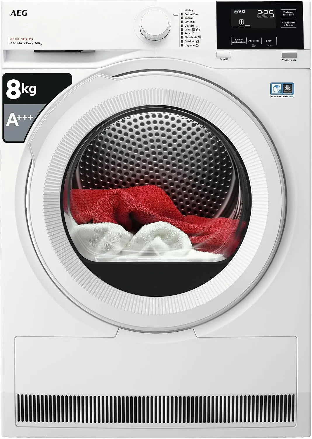 AEG Serie 8000 TR8G83GW Asciugatrice, 8 kg, bianco, Tecnologia AbsoluteCare, Pompa di calore