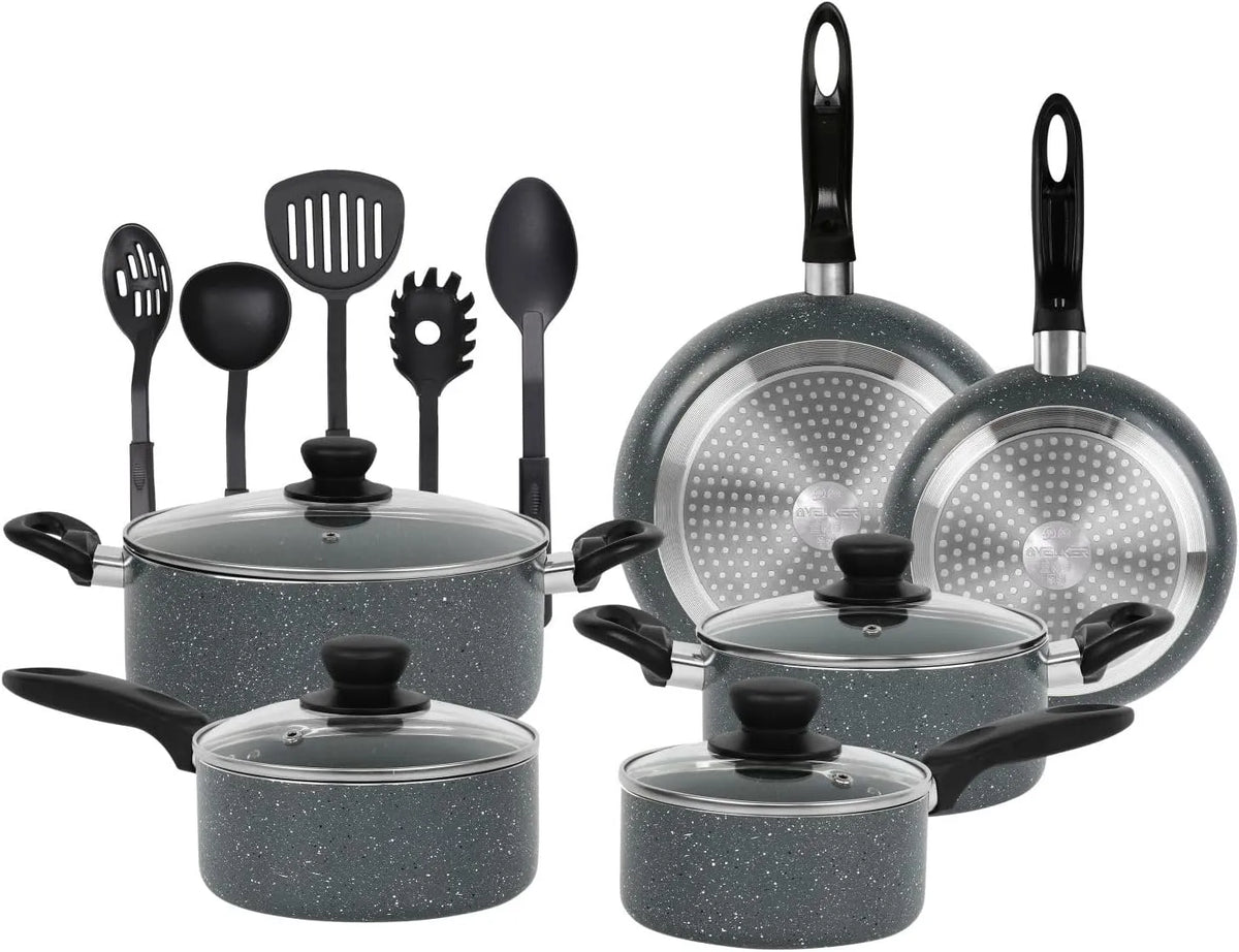 Prodotto batteria da cucina a induzione 15 pezzi, Velker, kit pentole a induzione con rivestimento antiaderente adatto a tutti i piani cottura. Set