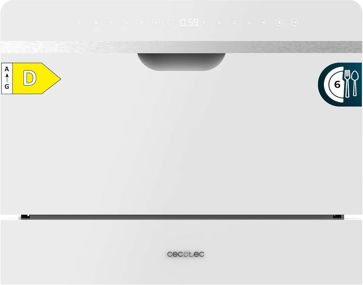 Cecotec Bolero Aguazero 2500 Lavastoviglie, libera installazione, touch, bianco, 5 Programma, KidLock, Risparmio Energetico, Partenza Ritarda