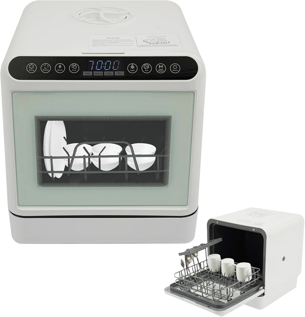 Dell Lavastoviglie, 6 L, 4 programmi, ampio serbatoio, acqua calda a 72 °C, appartamento, lavastoviglie compatta per 4-6 persone, veloce, forte