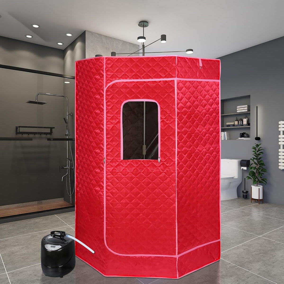 Sauna a vapore portatile: design portatile, uso domestico, 90 x 180 cm, 3L, rosso