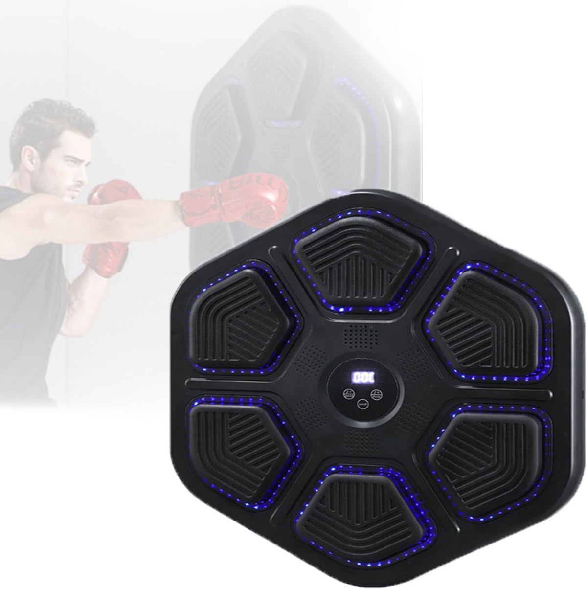 Macchina da boxe musicale - struttura in acciaio, regolabile, display LED, velocità regolabile