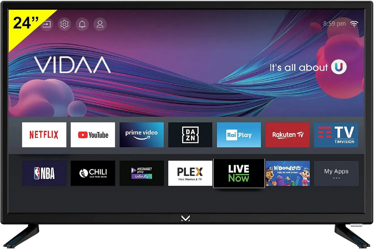 Smart TV, 24 pollici, televisore, Majestic ST24VD, USB, Wi-Fi, nero, DVB-T/T2 e DVB-S/S2, HEVC MAIN 10, Sistema operativo VIDAA, Telecomando