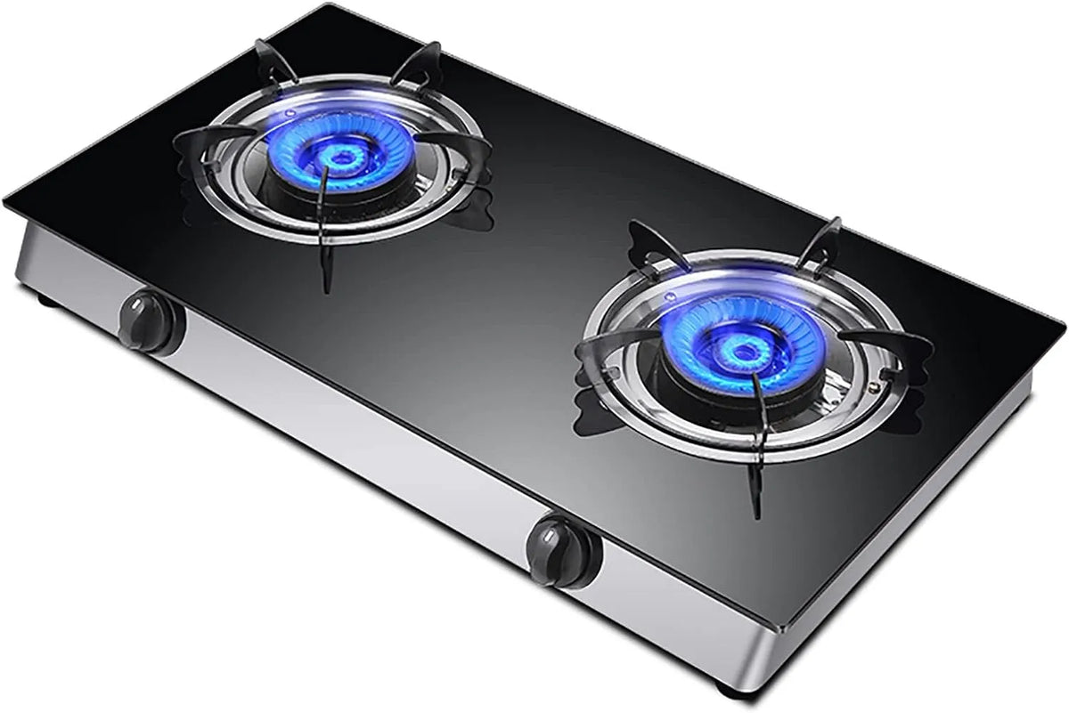 Pentola e padella, 2 fuochi, ghisa, KW ad Alta Potenza, GN, GPL Convert, IBOWZ Piano Cottura a Gas Piano Cottura a Gas da Tavolo fornello da Cucina 2