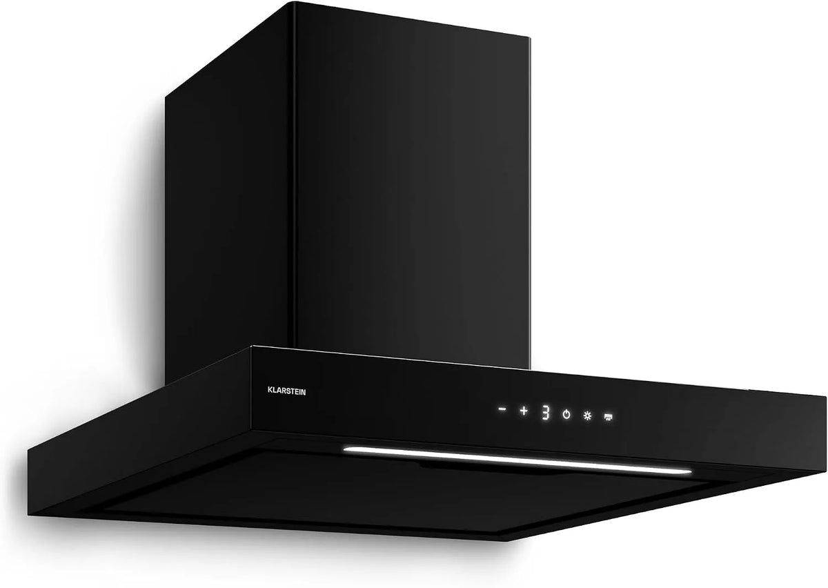 Klarstein Cappa aspirante, 609 m3/h, classe energetica E, cappa da cucina, montaggio a parete, touch, luce LED, ora, sensore di calore