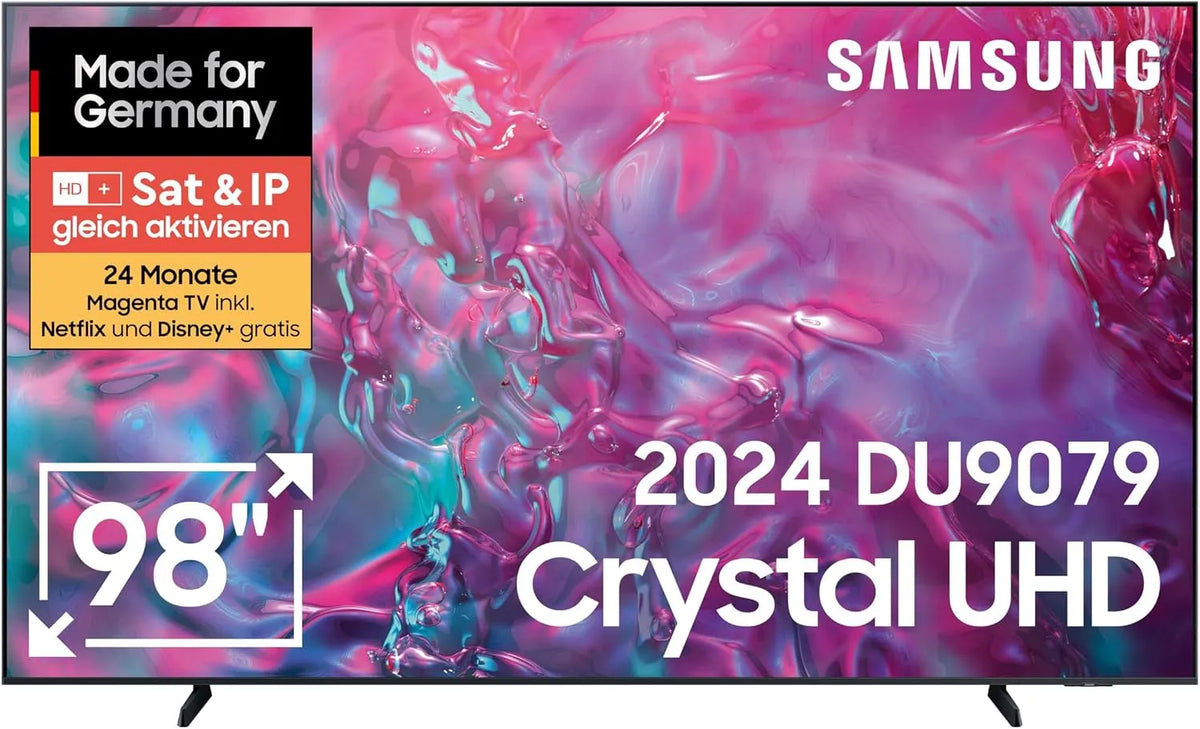 Samsung GU98DU9079U Smart TV, 98 pollici, televisore, 4K UHD, Wi-Fi, nero, 49 m, XZG, 4K Ultra HD Smart-TV WLAN Schwarz, Versione Tedesca