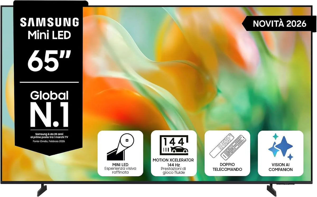 Samsung UE65M80HAUXZT Smart TV, 65 pollici, 144 Hz, televisore, 4K UHD, HDR, HDR 10+, Motion Xcelerator 144Hz, AI Football Mode, 2026, VAC, Adpative