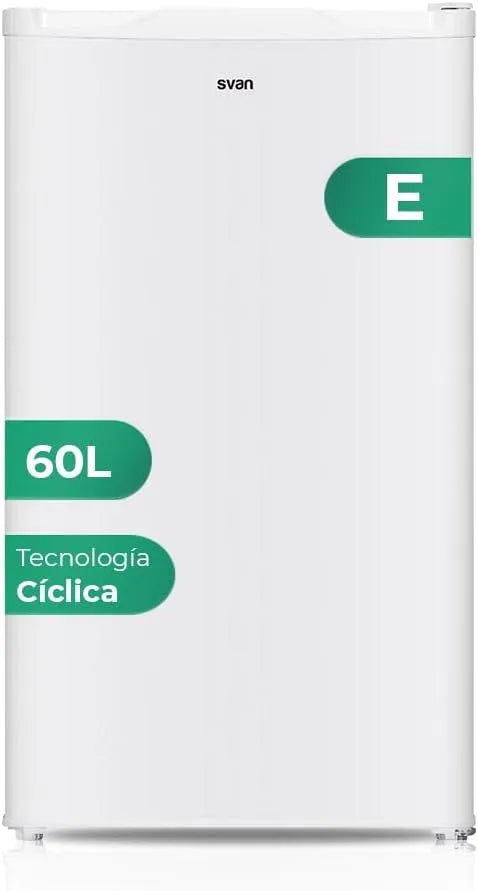 modello SCV85502E, Svan Congelador Vertical Blanco SCV85502E. Capacidad 60 Litros, Puerta Reversible, Bajo nivel Sonoro, Eficiencia Energética Clase E