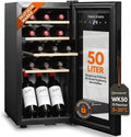 Frigorifero WK50, 15 bottiglie, 5 a 20 °C, touch, vetro, illuminazione a LED, 4 ripiani in legno, touchscreen, Sommertal Frigorifero per vino con