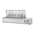 Vetrina refrigerata RCKV-140/33-6S R600a, 140 x 33 cm, 40 L, 110 W, 2 a 10 °C, ristorazione, acciaio inox, 6 x contenitori GN 1, Termostato