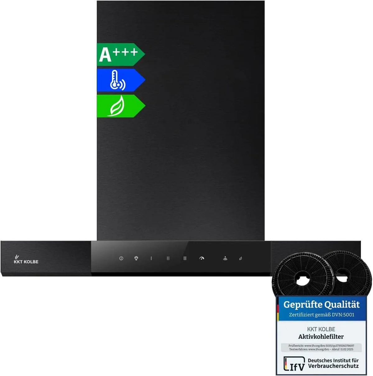 Cappa aspirante SHAPE6005S, 60 cm, cappa da cucina, montaggio a parete, KKT KOLBE Cappa aspirante da parete SHAPE6005S, nera, piatta