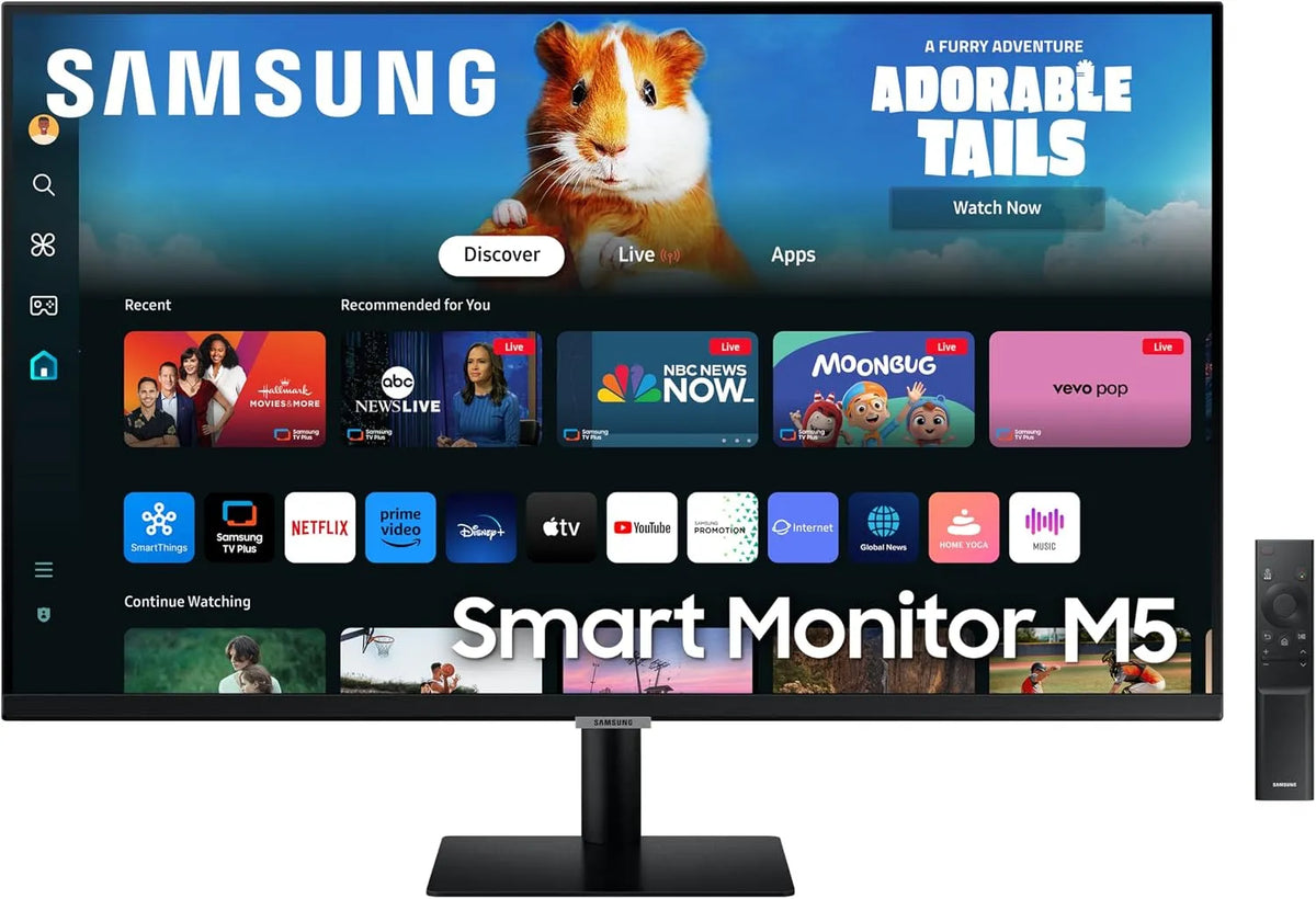 Samsung S32DM502 Monitor, 1920 × 1080, funzioni gaming, Wi-Fi, Full HD, HDMI, USB, schermo PC, Smart Hub con app di streaming, Office 365, Flat 32''