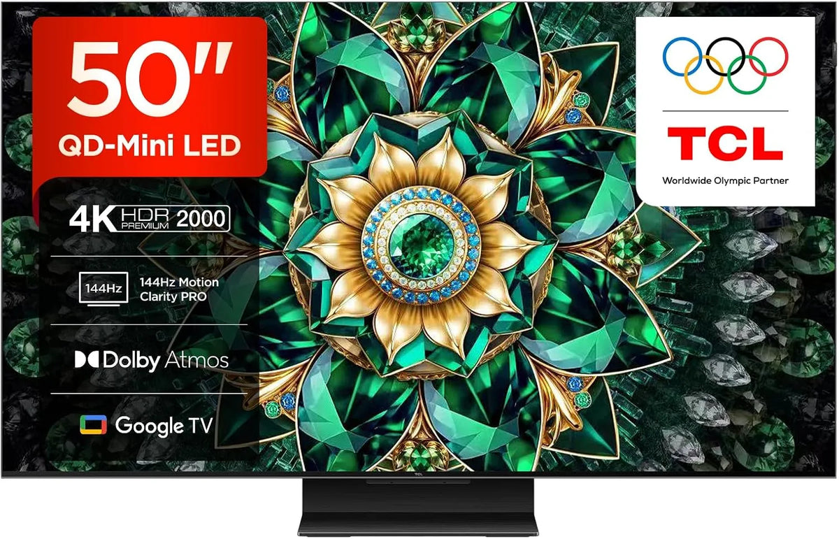 TCL 50Q7C 2.000nit Smart TV, 50 pollici, televisore, 4K UHD, HDR, Smart TV QD‐Mini LED 4K HDR10+ da 50'