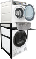Lavatrice, 74 x 65 x 111 cm, nero, con cassetto, QUICK STAR Scaffale per lavatrice