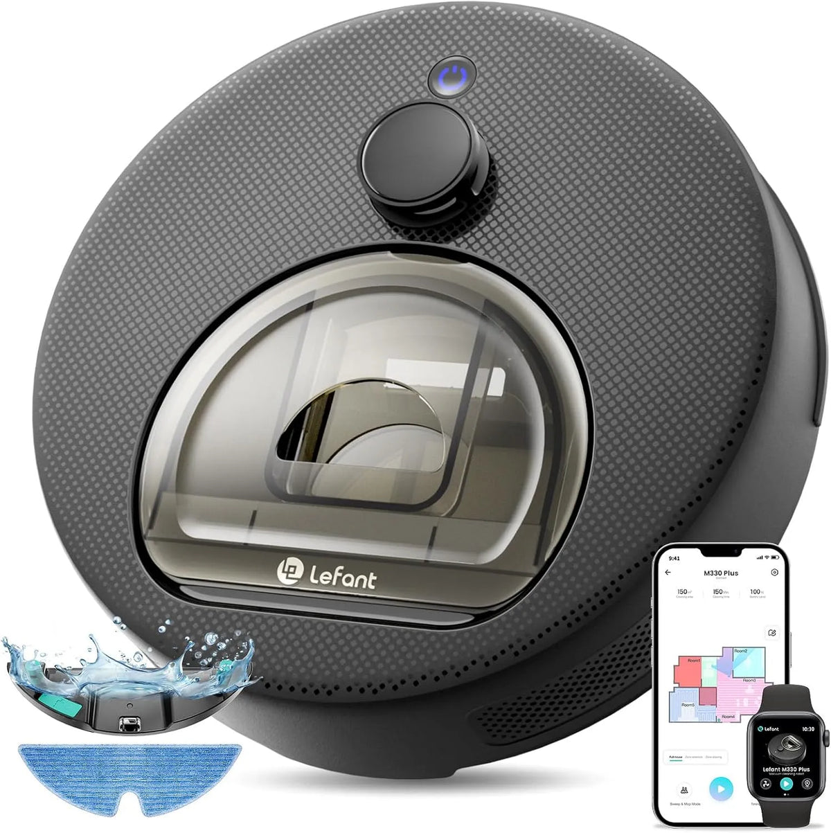 Robot aspirapolvere, Lefant M330 5000Pa, Wi-Fi, Evita Tappeti, WiFi, App, Alexa, 160min, PSD, Laser dToF, Anti-Groviglio, Ideale per Animali e