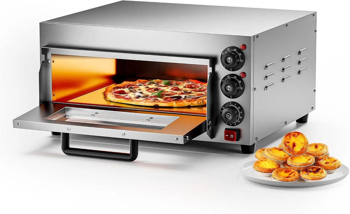 Forno elettrico per pizza, 2000 W, compatto, pietra refrattaria, 2000W, max 350°C Fornetto pizza