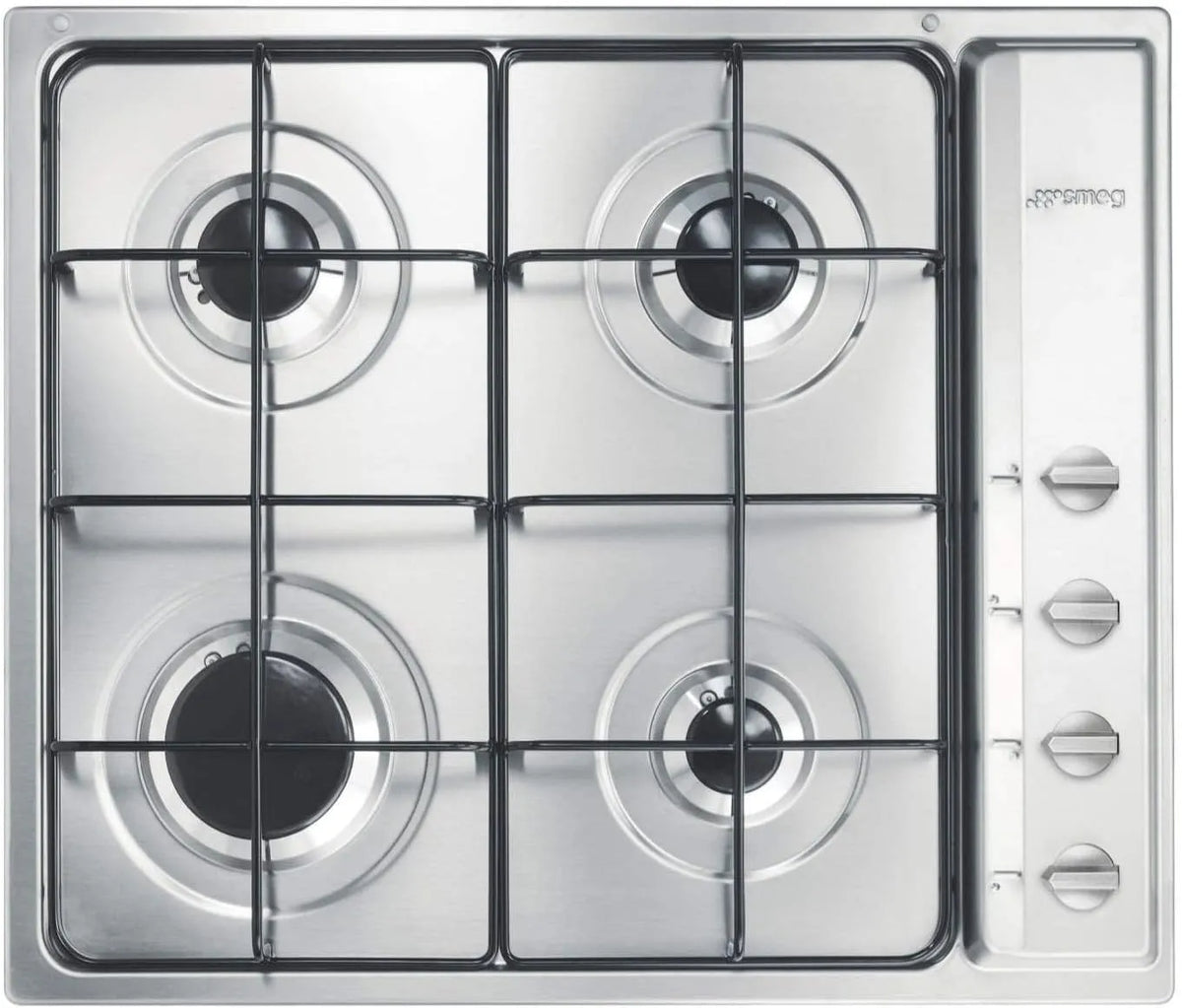 Smeg S64s Piano cottura a gas, 60cm, 4 fuochi, da incasso, acciaio inox, fornello a gas