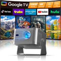 Google 1080p Smart TV, televisore, 4K UHD, portatile, 650 ANSI, 1080p Nativo, Alwtniet Mini Proiettore Portatile 4K con Google TV