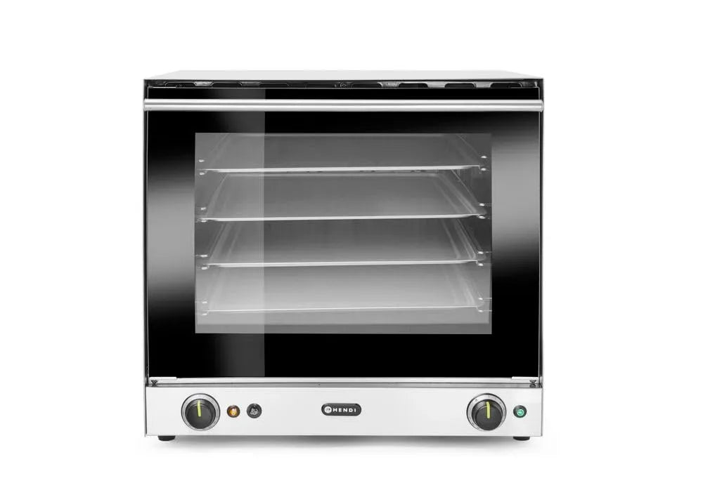 Forno elettrico H90S, 2670 W, 50 a 300 °C, 230 V, professionale, acciaio inox, 595x595x, 4 Teglie in Alluminio, 570mm, 2 Ventole, HENDI Forno a