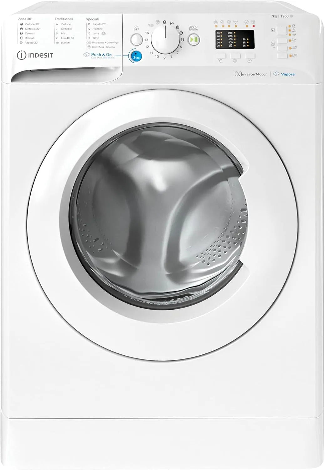 Lavatrice, 59, 5cm, 7 kg, classe energetica E, Indesit 7125X, libera installazione, stretto, Centrifuga 1200 Giri Al Minuto, Altezza 85, BWSA WV IT
